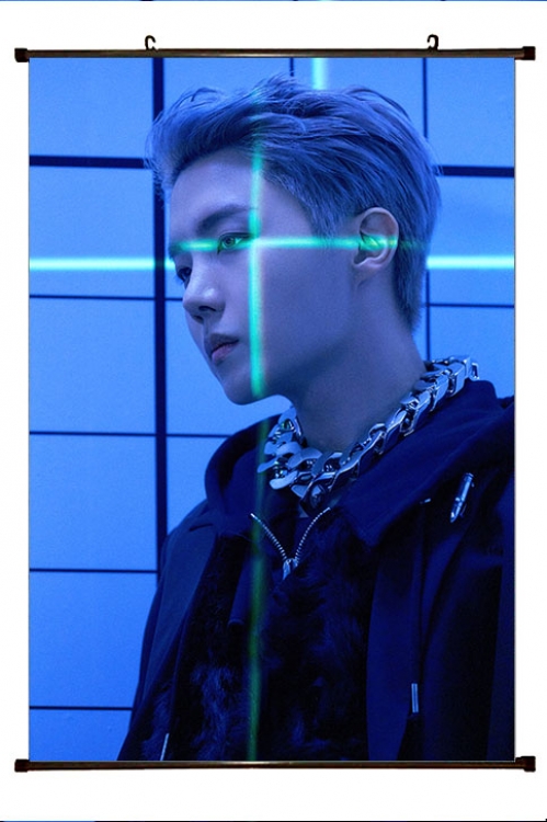 BTS movie star black Plastic rod Cloth painting Wall Scroll 60X90CM  BS-1419