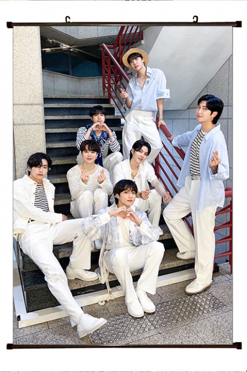 BTS movie star black Plastic rod Cloth painting Wall Scroll 60X90CM  BS-1464