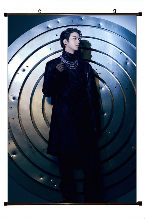 BTS movie star black Plastic rod Cloth painting Wall Scroll 60X90CM BS-1407