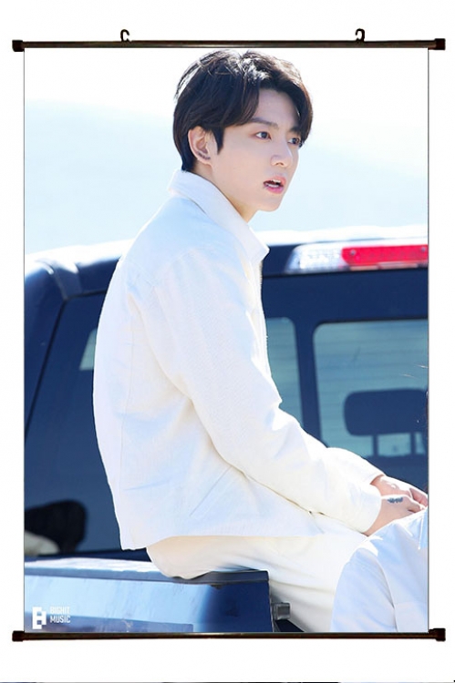BTS movie star black Plastic rod Cloth painting Wall Scroll 60X90CM BS-1451