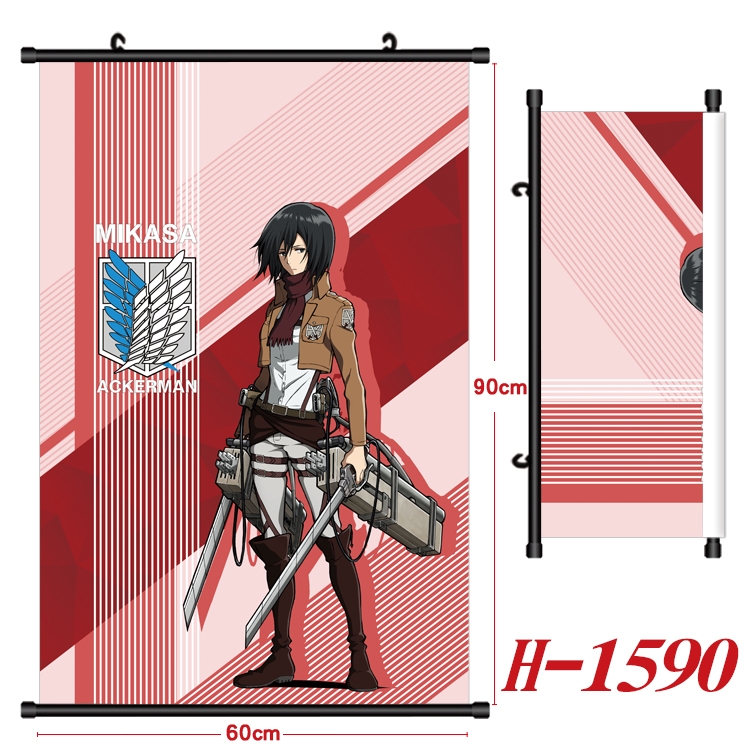 Shingeki no Kyojin Anime Black Plastic Rod Canvas Painting 60X90CM H-1590