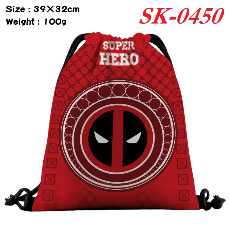 Deadpool cartoon Waterproof Nylon Full Color Drawstring Pocket 39x32cm SK-0450