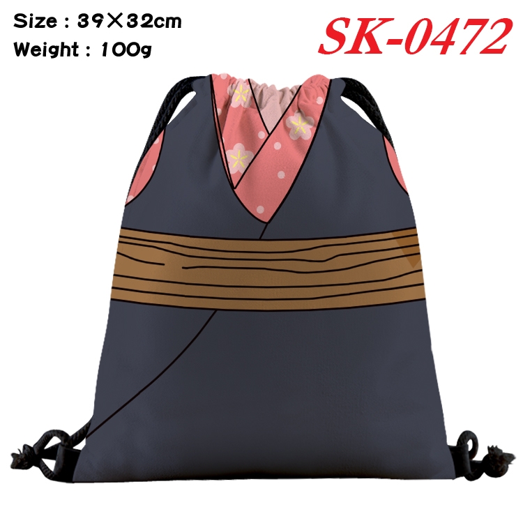 Demon Slayer Kimets cartoon Waterproof Nylon Full Color Drawstring Pocket 39x32cm  SK-0472