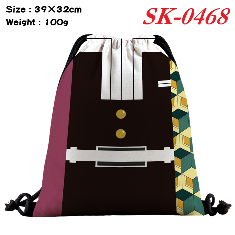 Demon Slayer Kimets cartoon Waterproof Nylon Full Color Drawstring Pocket 39x32cm  SK-0468
