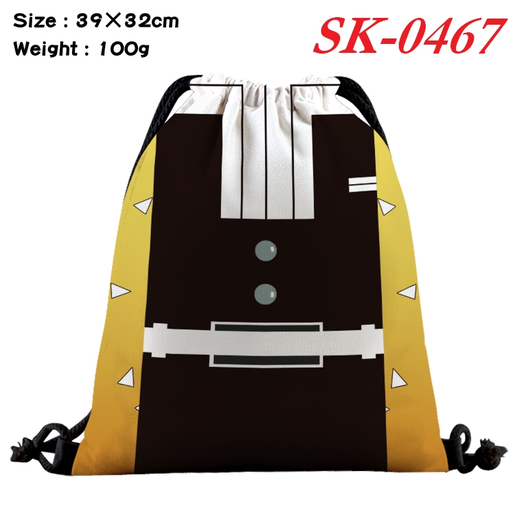 Demon Slayer Kimets cartoon Waterproof Nylon Full Color Drawstring Pocket 39x32cm SK-0467