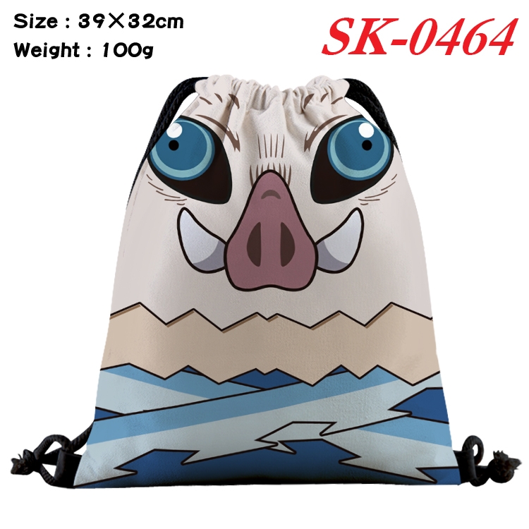 Demon Slayer Kimets cartoon Waterproof Nylon Full Color Drawstring Pocket 39x32cm  SK-0464