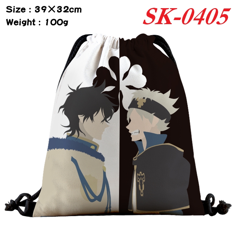 black clover cartoon Waterproof Nylon Full Color Drawstring Pocket 39x32cm  SK-0405