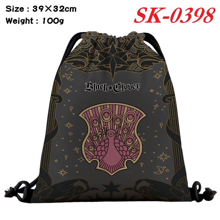 black clover cartoon Waterproof Nylon Full Color Drawstring Pocket 39x32cm SK-0398