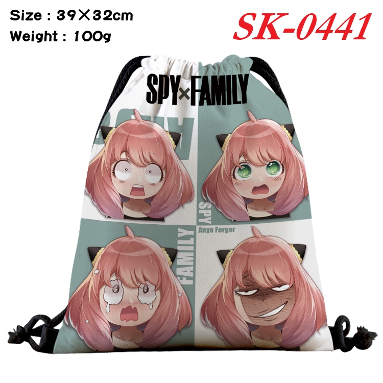 SPY×FAMILY cartoon Waterproof Nylon Full Color Drawstring Pocket 39x32cm SK-0441