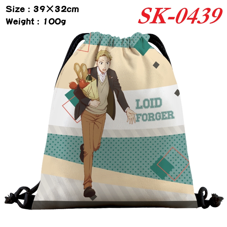 SPY×FAMILY cartoon Waterproof Nylon Full Color Drawstring Pocket 39x32cm SK-0439
