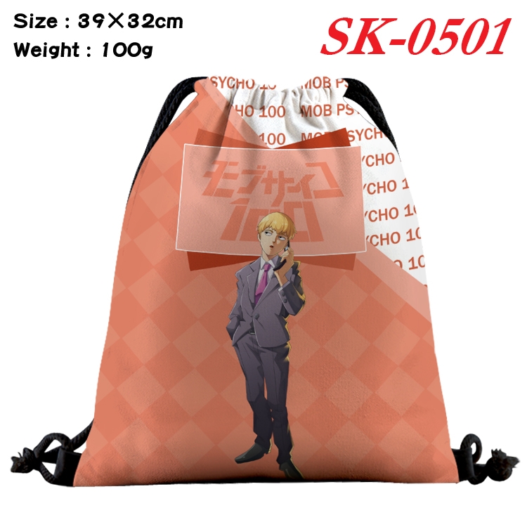 Mob Psycho 100 cartoon Waterproof Nylon Full Color Drawstring Pocket 39x32cm SK-0501