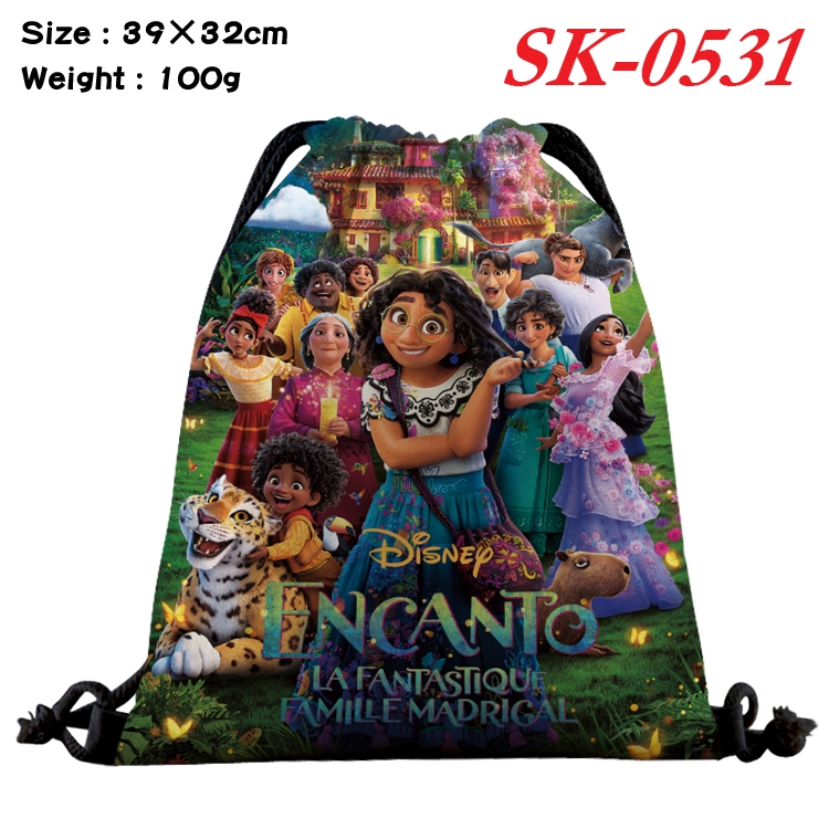 full house of magic cartoon Waterproof Nylon Full Color Drawstring Pocket 39x32cm  SK-0531