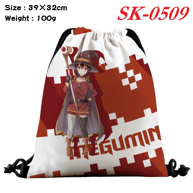 Blessings for a better world cartoon Waterproof Nylon Full Color Drawstring Pocket 39x32cm  SK-0509