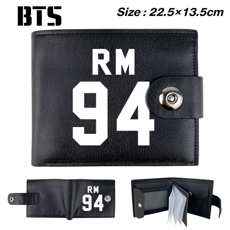 BTS Star film and television leather magnetic buckle two-fold card bag wallet 22.5X13.5CM
