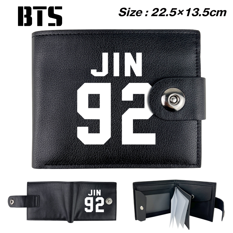 BTS Star film and television leather magnetic buckle two-fold card bag wallet 22.5X13.5CM
