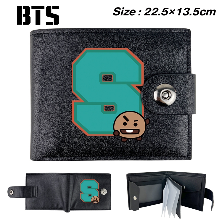 BTS Star film and television leather magnetic buckle two-fold card bag wallet 22.5X13.5CM