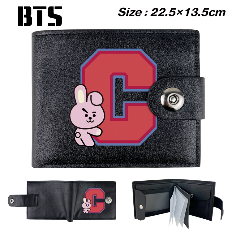 BTS Star film and television leather magnetic buckle two-fold card bag wallet 22.5X13.5CM