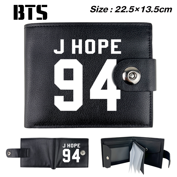 BTS Star film and television leather magnetic buckle two-fold card bag wallet 22.5X13.5CM
