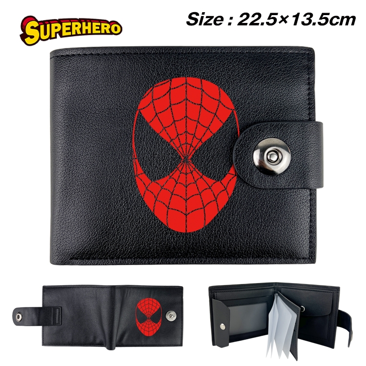 Super hero Anime Leather Magnetic Buckle Two-fold Card Holder Wallet 22.5X13.5CM