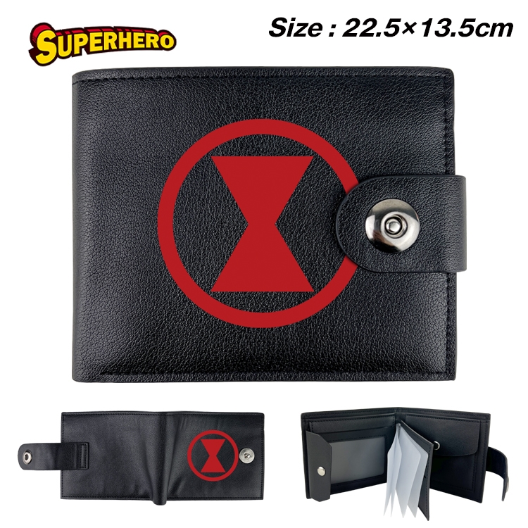 Super hero Anime Leather Magnetic Buckle Two-fold Card Holder Wallet 22.5X13.5CM