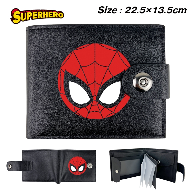 Super hero Anime Leather Magnetic Buckle Two-fold Card Holder Wallet 22.5X13.5CM