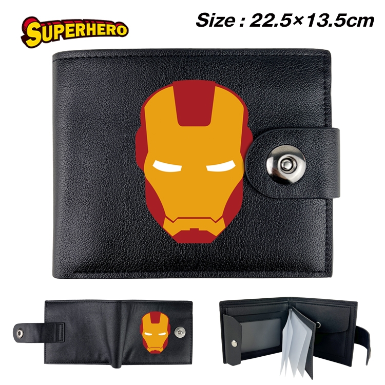 Super hero Anime Leather Magnetic Buckle Two-fold Card Holder Wallet 22.5X13.5CM