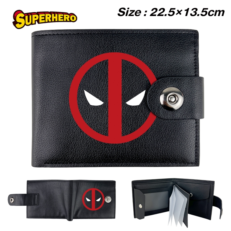 Super hero Anime Leather Magnetic Buckle Two-fold Card Holder Wallet 22.5X13.5CM