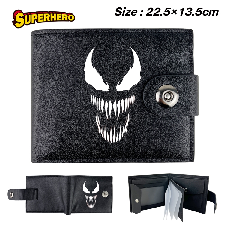 Super hero Anime Leather Magnetic Buckle Two-fold Card Holder Wallet 22.5X13.5CM