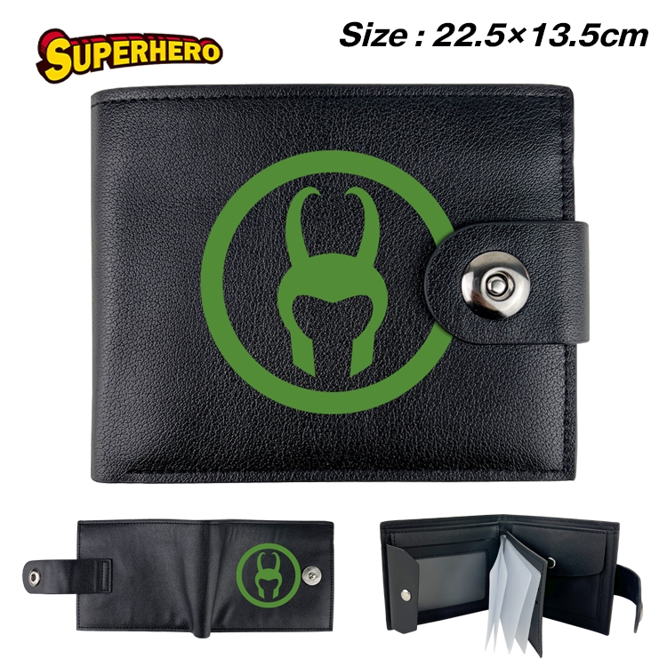 Super hero Anime Leather Magnetic Buckle Two-fold Card Holder Wallet 22.5X13.5CM
