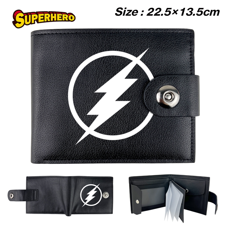 Super hero Anime Leather Magnetic Buckle Two-fold Card Holder Wallet 22.5X13.5CM