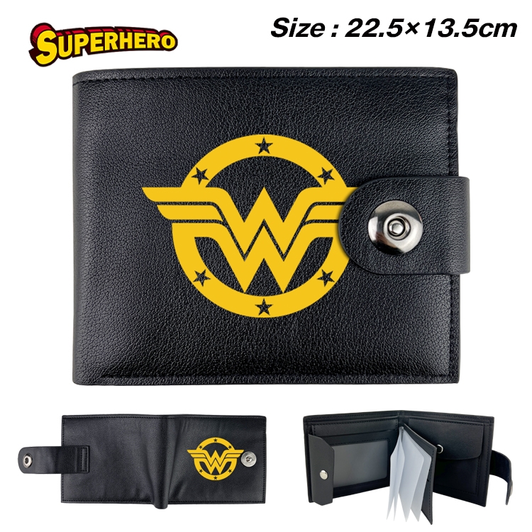 Super hero Anime Leather Magnetic Buckle Two-fold Card Holder Wallet 22.5X13.5CM