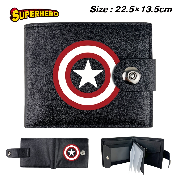 Super hero Anime Leather Magnetic Buckle Two-fold Card Holder Wallet 22.5X13.5CM