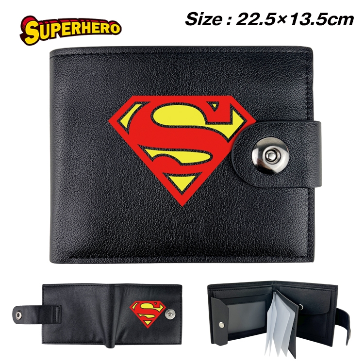Super hero Anime Leather Magnetic Buckle Two-fold Card Holder Wallet 22.5X13.5CM