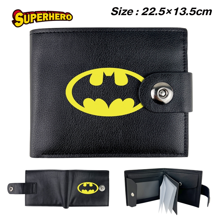 Super hero Anime Leather Magnetic Buckle Two-fold Card Holder Wallet 22.5X13.5CM