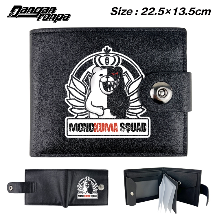 Dangan-Ronpa Anime Leather Magnetic Buckle Two-fold Card Holder Wallet 22.5X13.5CM
