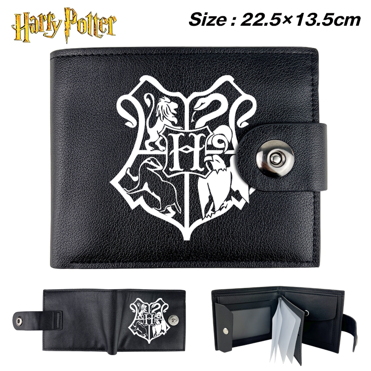 Harry Potter Anime Leather Magnetic Buckle Two-fold Card Holder Wallet 22.5X13.5CM