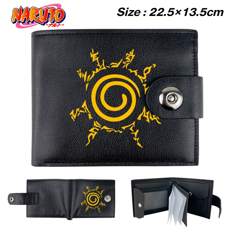 Naruto Anime Leather Magnetic Buckle Two-fold Card Holder Wallet 22.5X13.5CM