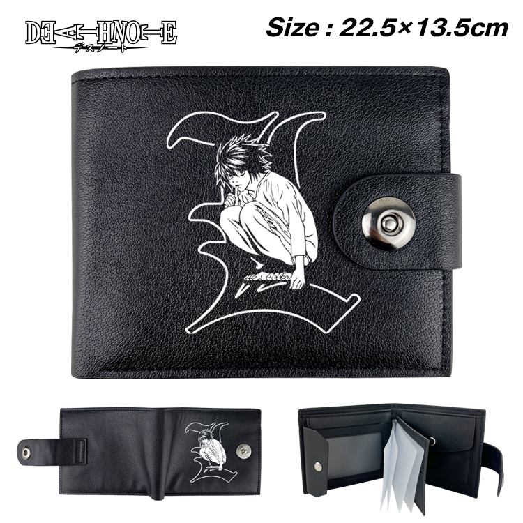 Death note Anime Leather Magnetic Buckle Two-fold Card Holder Wallet 22.5X13.5CM