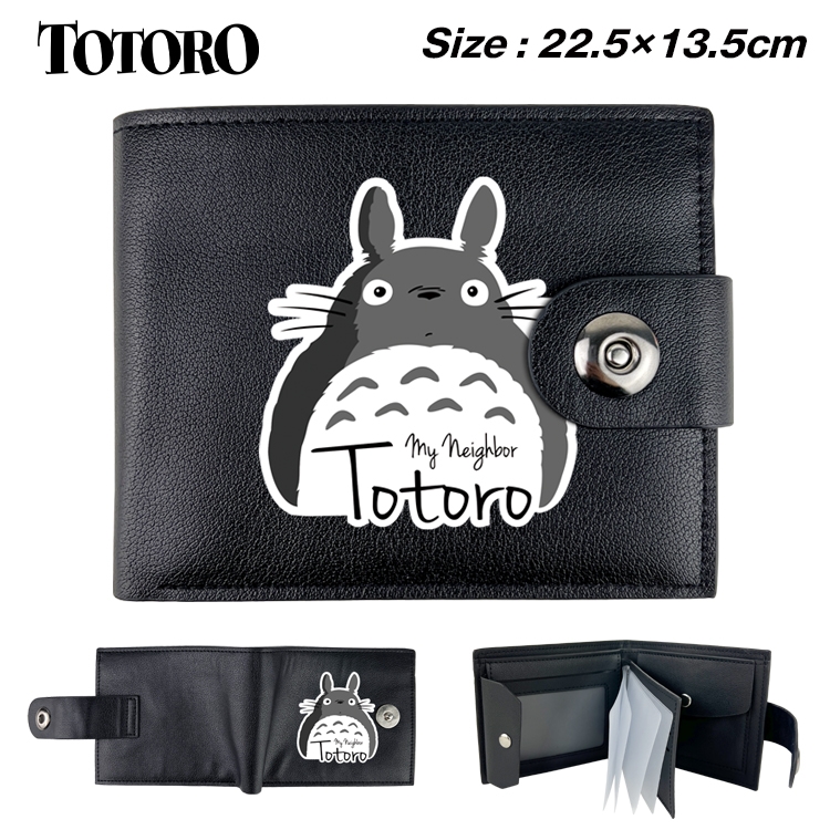 TOTORO Anime Leather Magnetic Buckle Two-fold Card Holder Wallet 22.5X13.5CM
