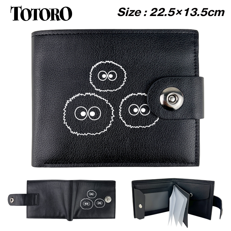 TOTORO Anime Leather Magnetic Buckle Two-fold Card Holder Wallet 22.5X13.5CM