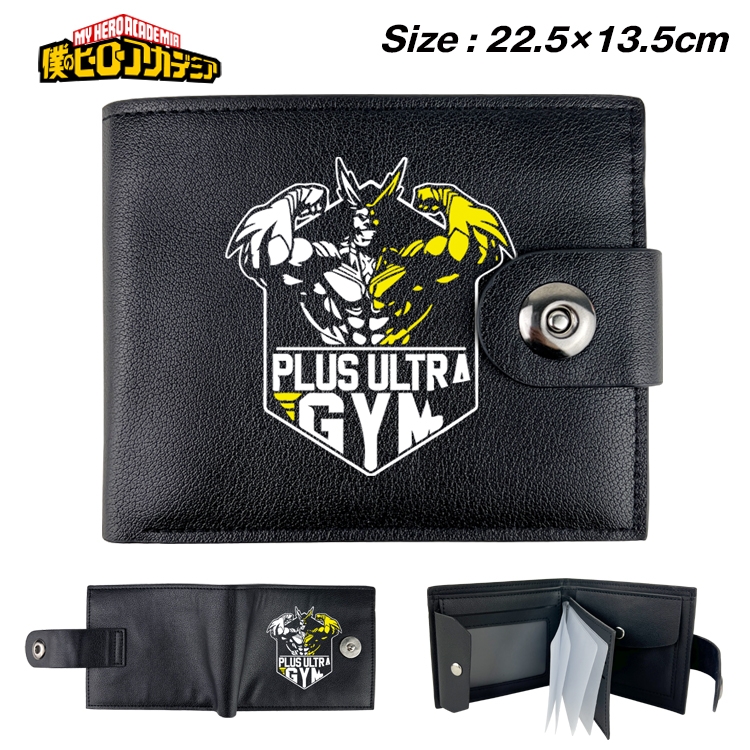 My Hero Academia Anime Leather Magnetic Buckle Two-fold Card Holder Wallet 22.5X13.5CM