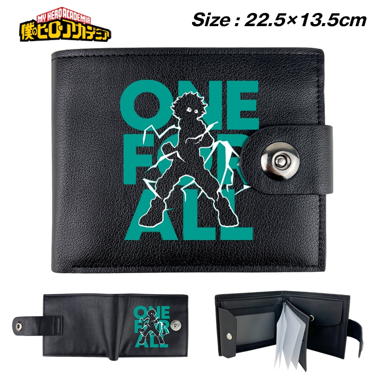My Hero Academia Anime Leather Magnetic Buckle Two-fold Card Holder Wallet 22.5X13.5CM