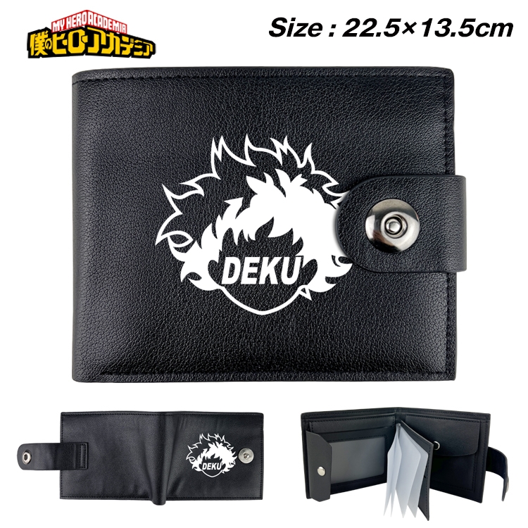 My Hero Academia Anime Leather Magnetic Buckle Two-fold Card Holder Wallet 22.5X13.5CM