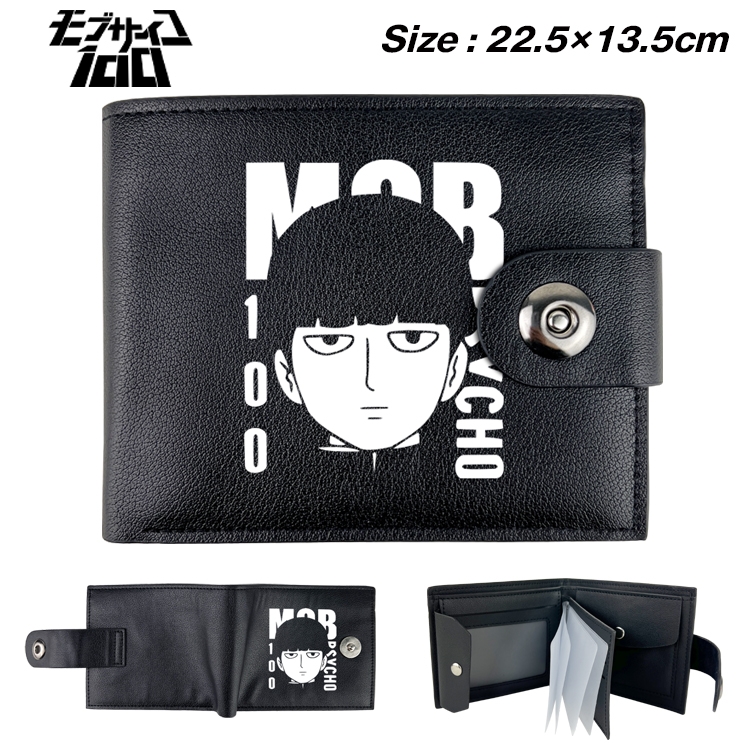 Mob Psycho 100 Anime Leather Magnetic Buckle Two-fold Card Holder Wallet 22.5X13.5CM