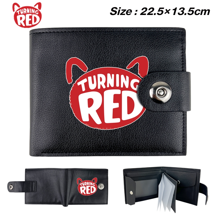 Turning Red Anime Leather Magnetic Buckle Two-fold Card Holder Wallet 22.5X13.5CM