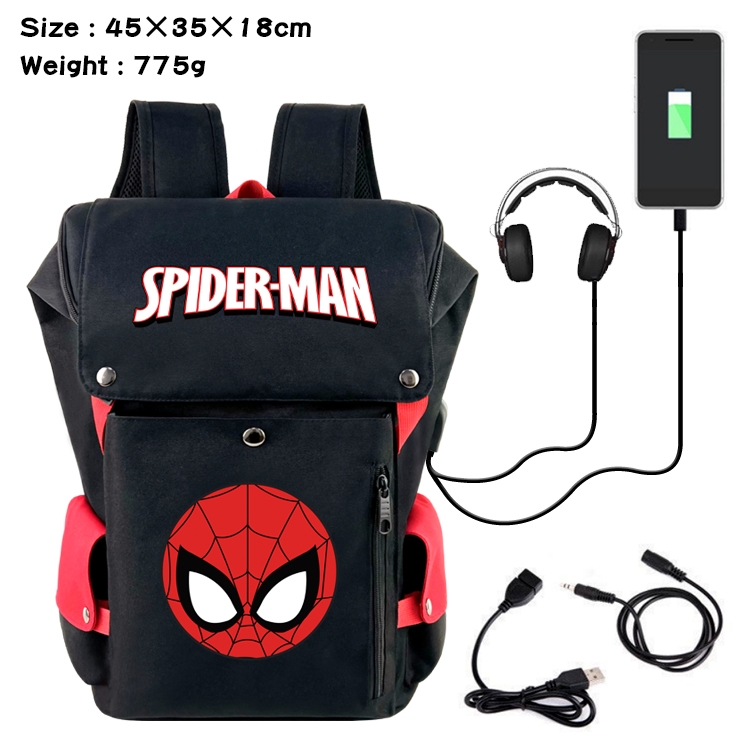 Super hero Canvas Bucket Data Cable Backpack 45X35X18CM 775G