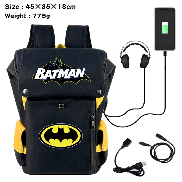 Super hero Canvas Bucket Data Cable Backpack 45X35X18CM 775G