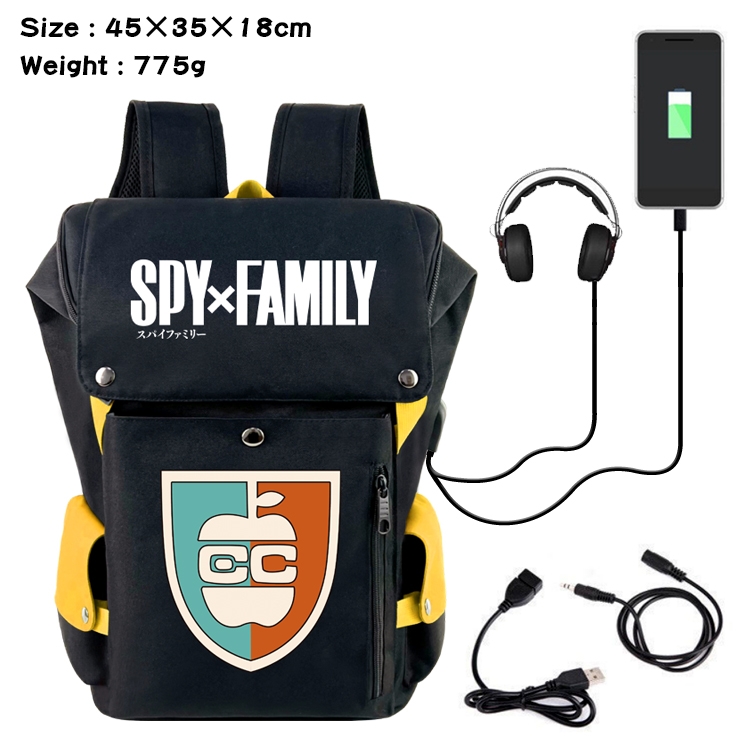 SPY×FAMILY Anime Canvas Bucket Data Cable Backpack School Bag 45X35X18CM