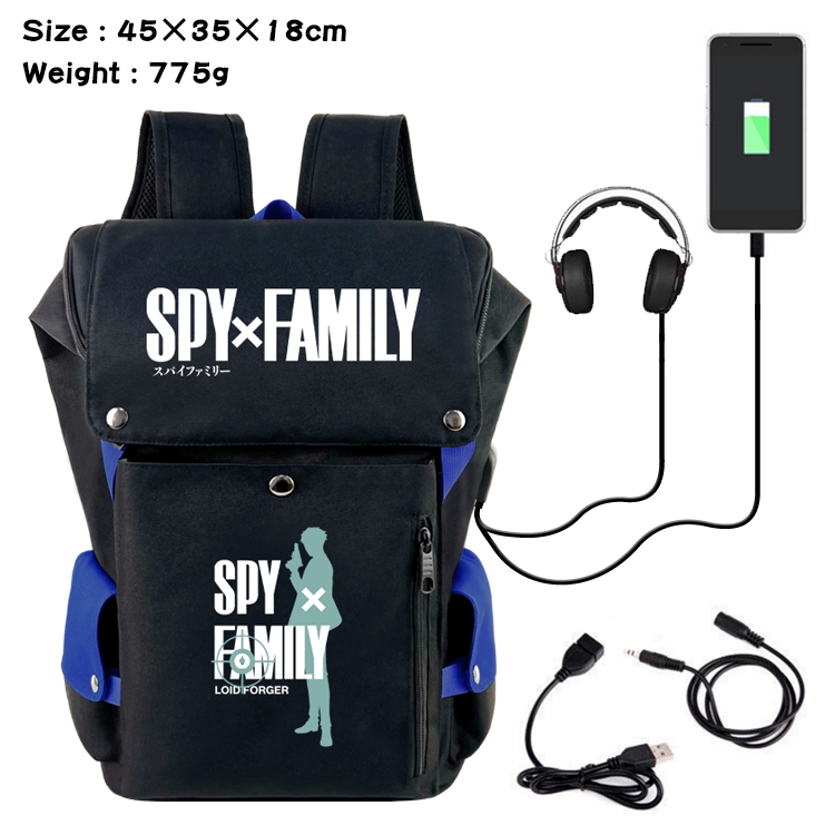 SPY×FAMILY Anime Canvas Bucket Data Cable Backpack School Bag 45X35X18CM
