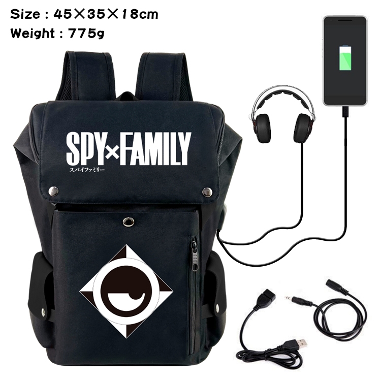 SPY×FAMILY Anime Canvas Bucket Data Cable Backpack School Bag 45X35X18CM